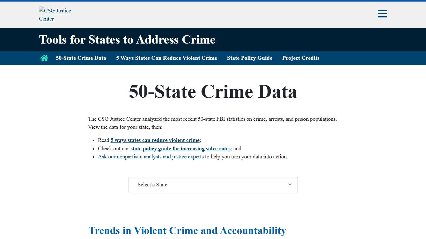 50-State Crime Data – Tools for States to Address Crime